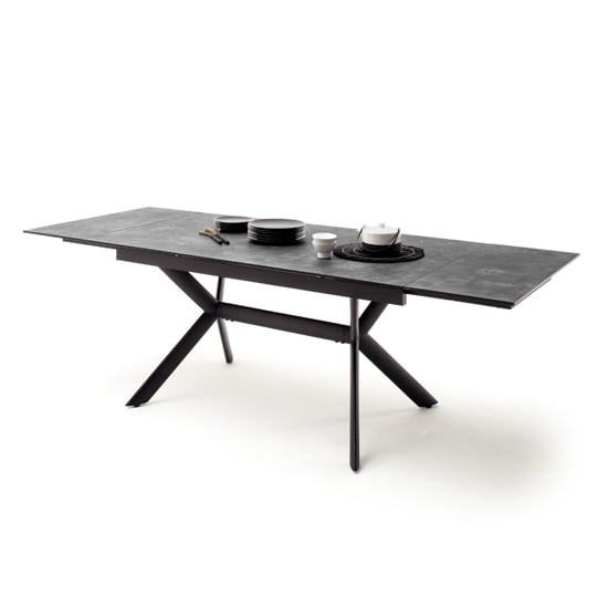 Read more about Siros extending glass dining table in stone grey effect