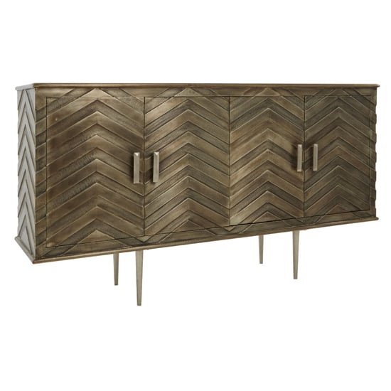 Product photograph of Siros Wooden Sideboard With 4 Doors In Metallic Silver from Furniture in Fashion