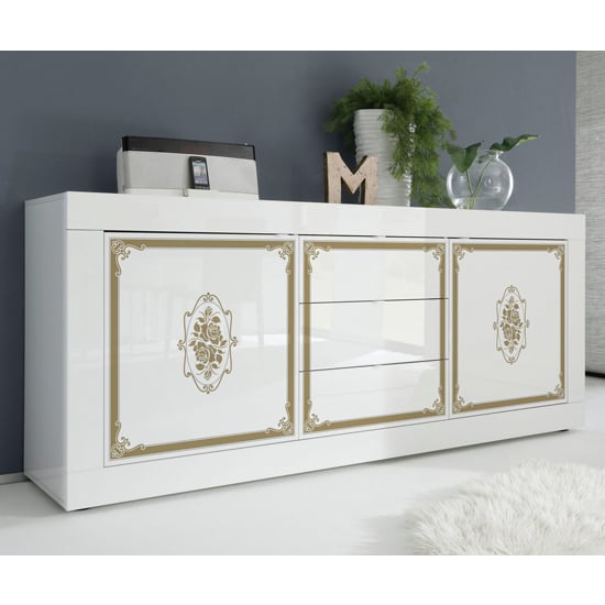 Read more about Sisseton high gloss 2 doors and 3 drawers sideboard in white