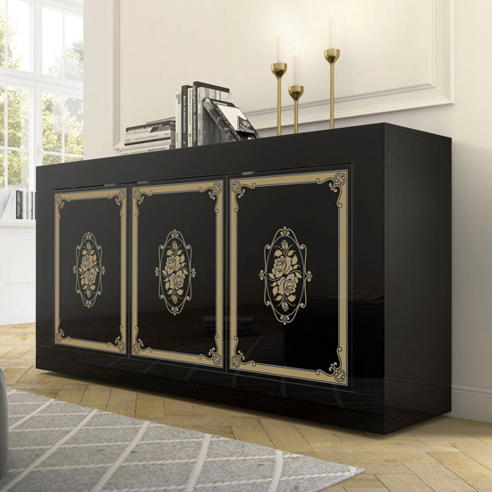 Read more about Sisseton high gloss 3 doors sideboard in black