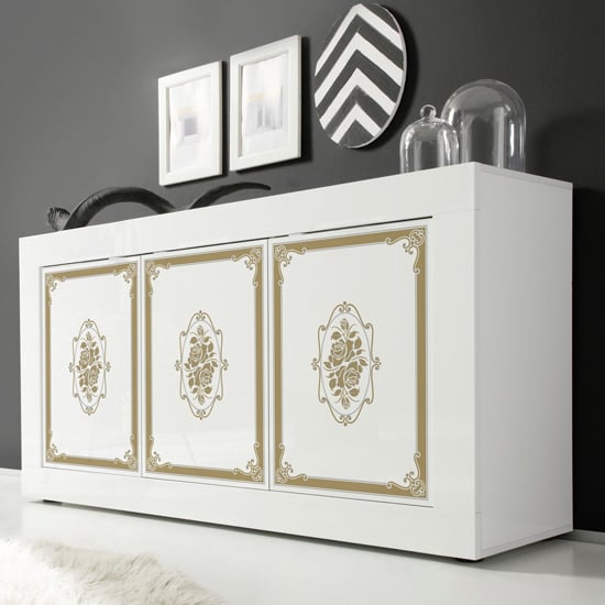 Read more about Sisseton high gloss 3 doors sideboard in white