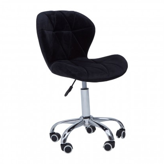 Product photograph of Sitoca Velvet Home And Office Chair In Black With Swivel Base from Furniture in Fashion