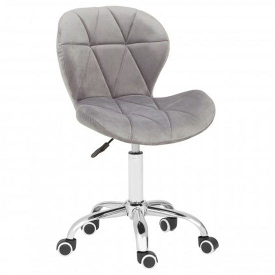 Product photograph of Sitoca Velvet Home And Office Chair In Grey With Swivel Base from Furniture in Fashion