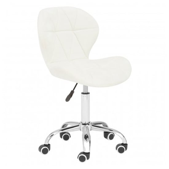 Photo of Sitoca velvet home and office chair in white with swivel base