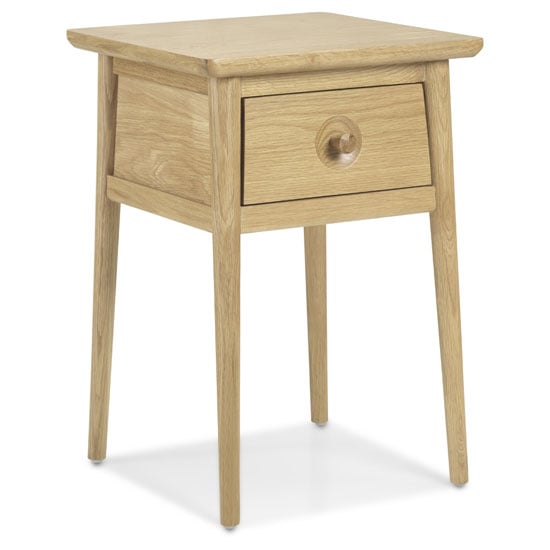 Read more about Skier wooden lamp table in light solid oak with 1 drawer