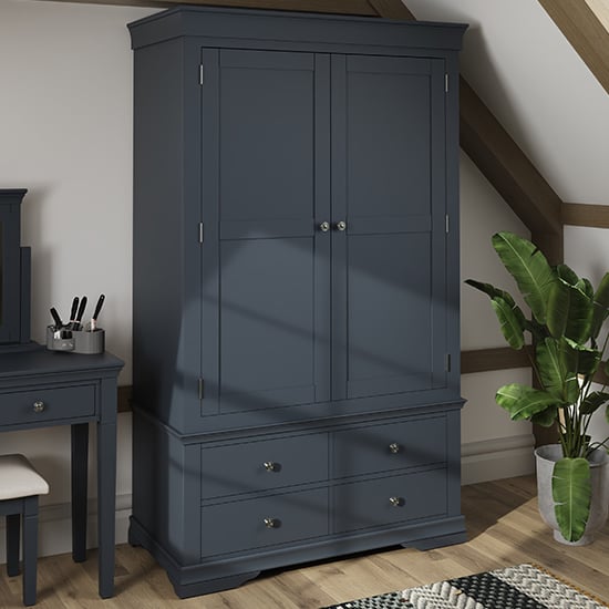 Read more about Skokie wooden 2 doors and 4 drawers wardrobe in midnight grey
