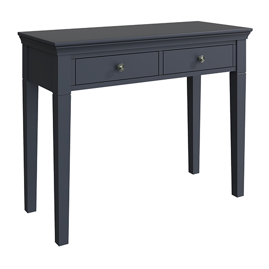 Product photograph of Skokie Wooden 2 Drawers Dressing Table In Midnight Grey from Furniture in Fashion