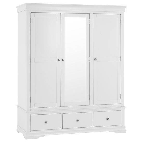 Read more about Skokie wooden 3 doors and 3 drawers wardrobe in classic white