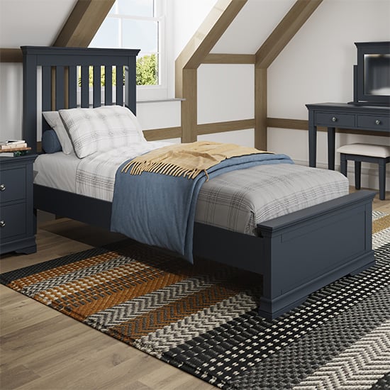 Read more about Skokie wooden single bed in midnight grey