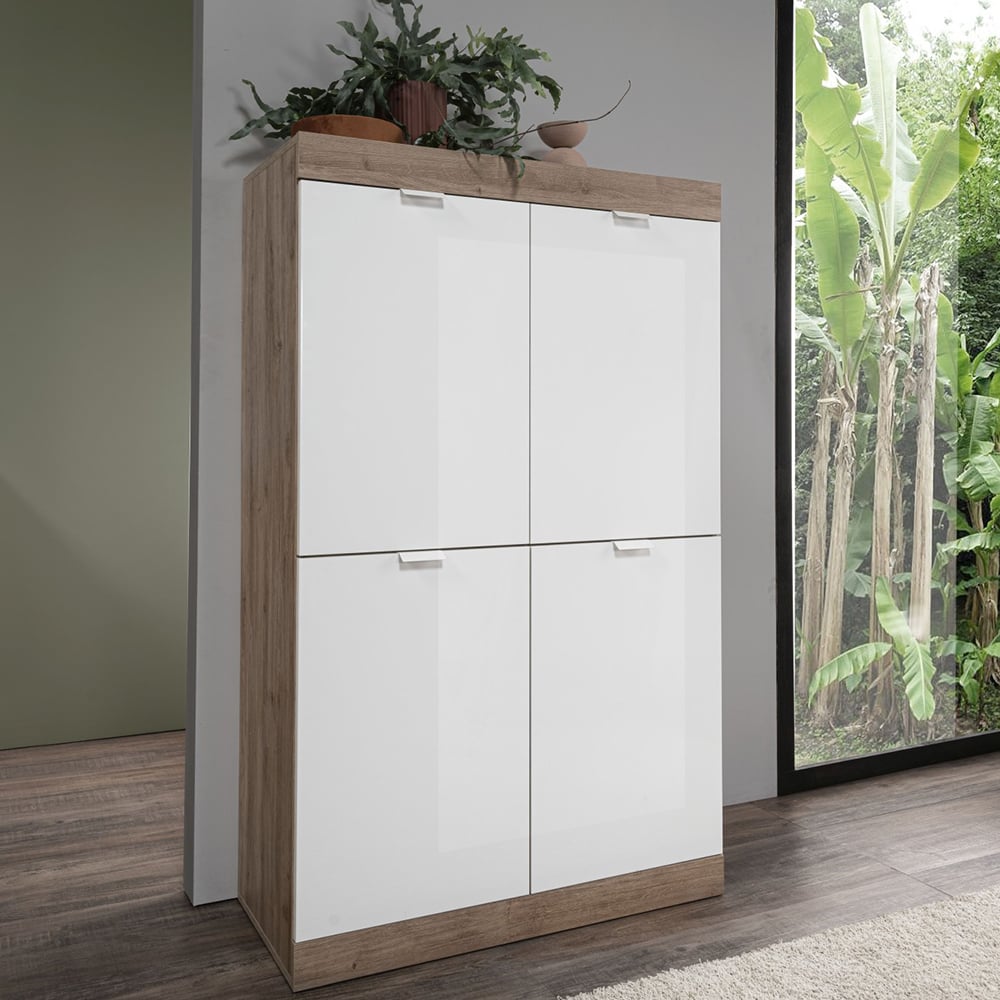 slave high gloss highboard with 4 doors in white and cadiz