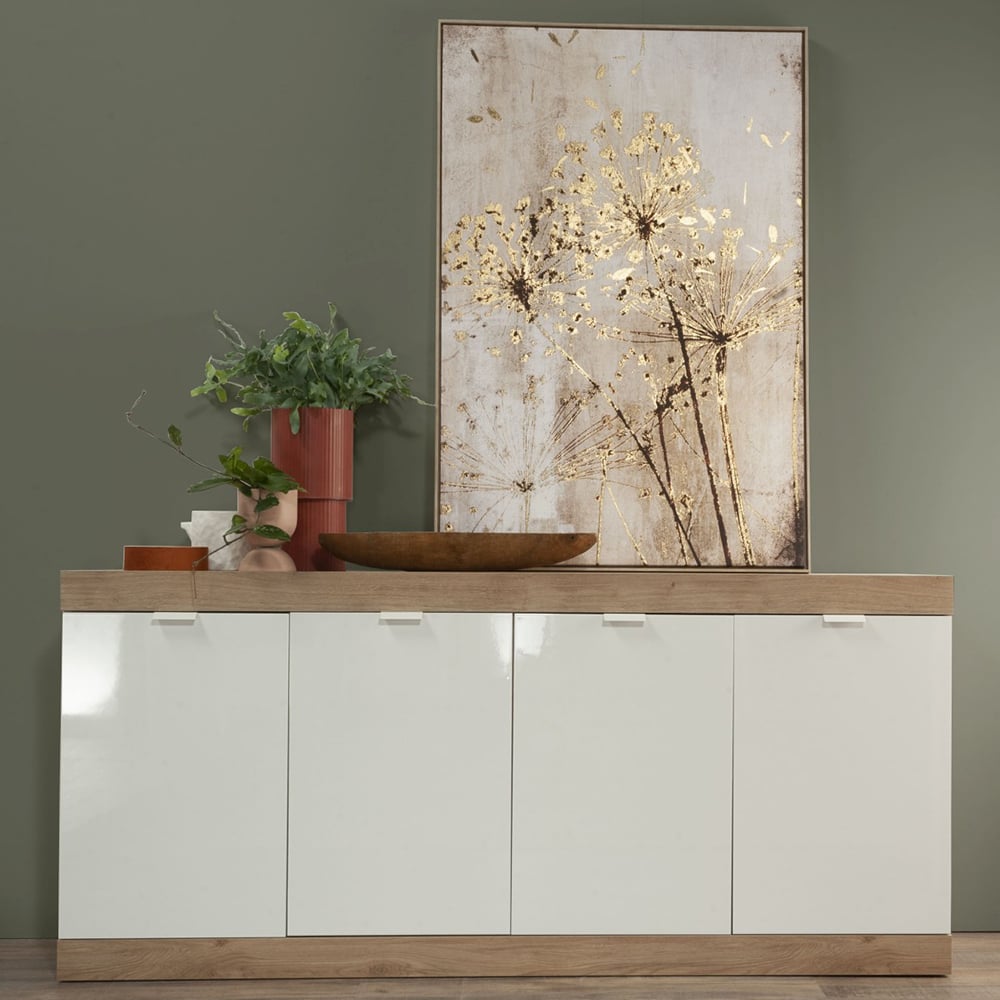 slave high gloss sideboard with 4 doors in white and cadiz