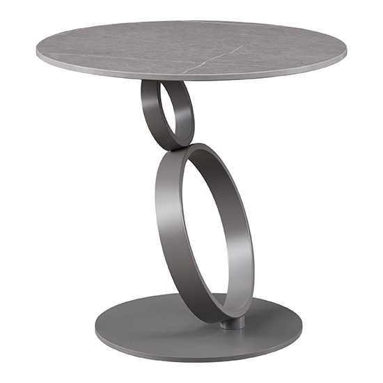 Product photograph of Slinfold Round Ceramic Top Side Table In Dark Grey from Furniture in Fashion