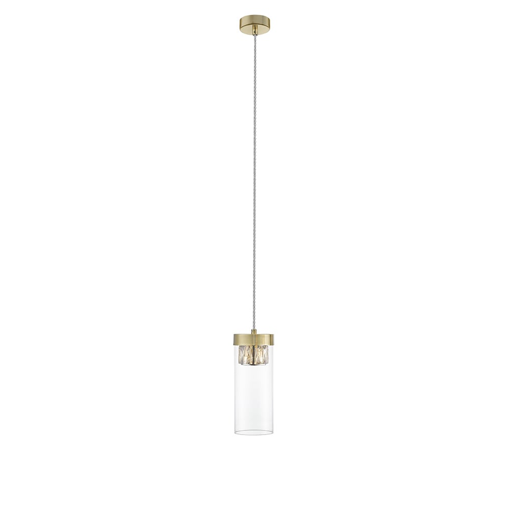 Product photograph of Socorro 1 Light Crystal Clear Pendant Light In Antique Bronze from Furniture in Fashion