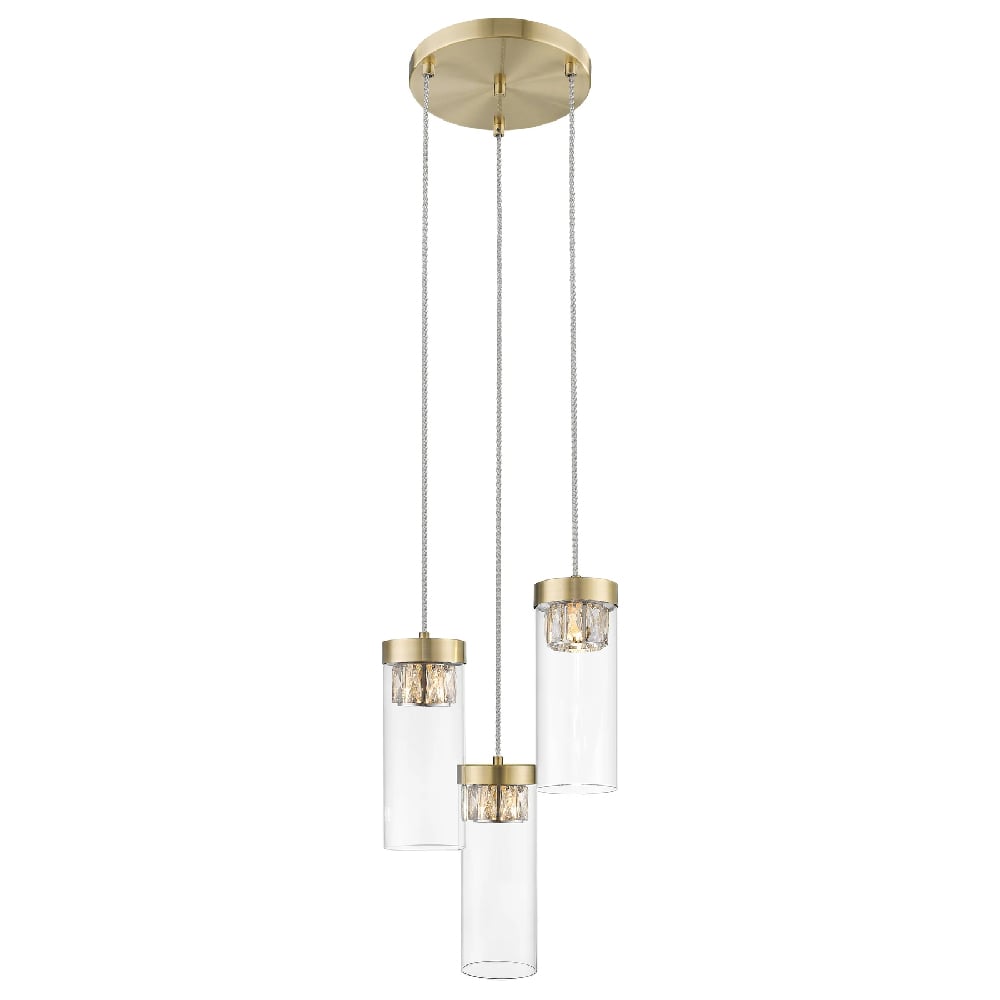 Product photograph of Socorro 3 Light Crystal Clear Pendant Light In Antique Bronze from Furniture in Fashion