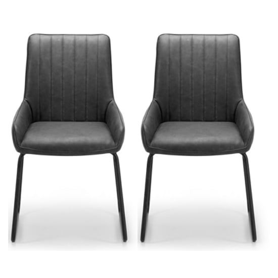 Read more about Sakaye black faux leather dining chair in pair