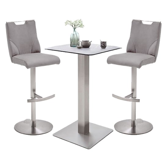 Read more about Soho glass bar table with 2 jiulia ice grey stools