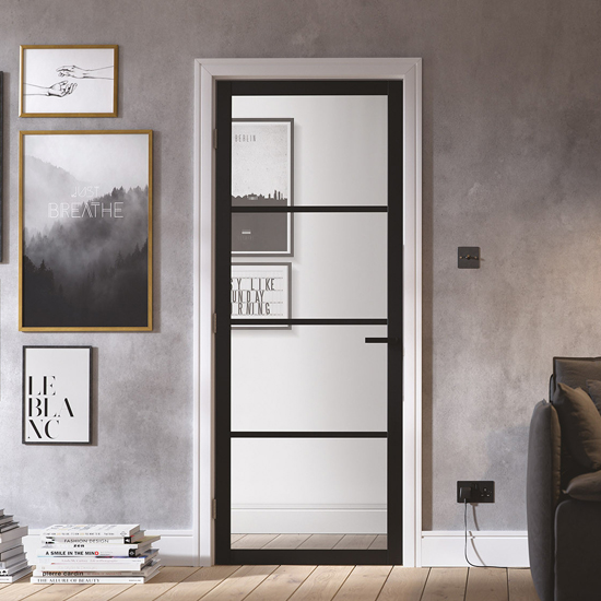 Product photograph of Soho Glazed 1981mm X 533mm Internal Door In Black from Furniture in Fashion