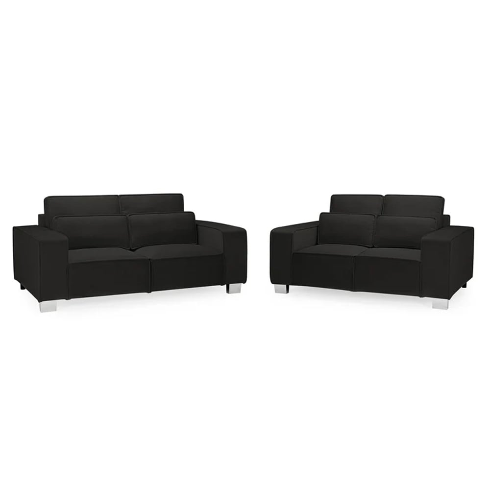 Read more about Solana plush velvet 3+2 seater sofa set in black