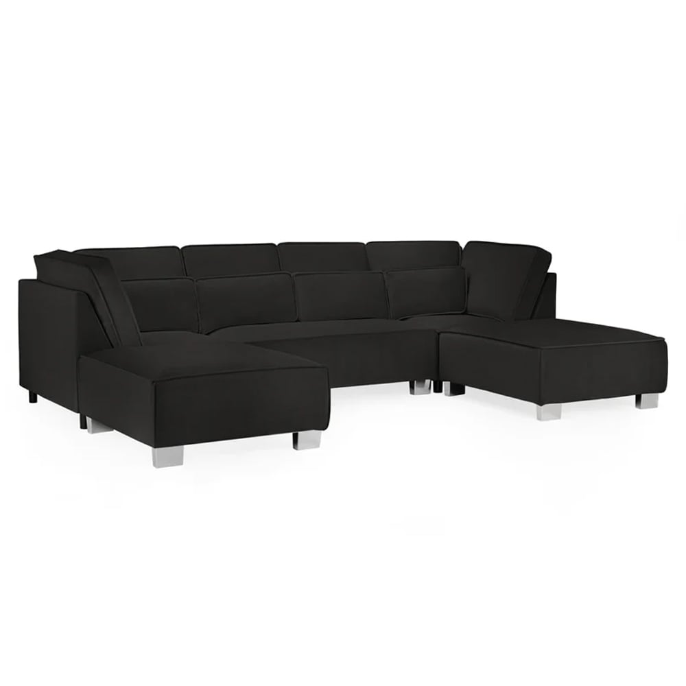 Read more about Solana plush velvet u shaped corner sofa in black