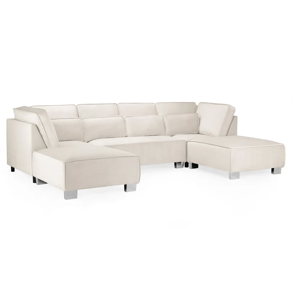 Read more about Solana plush velvet u shaped corner sofa in cream