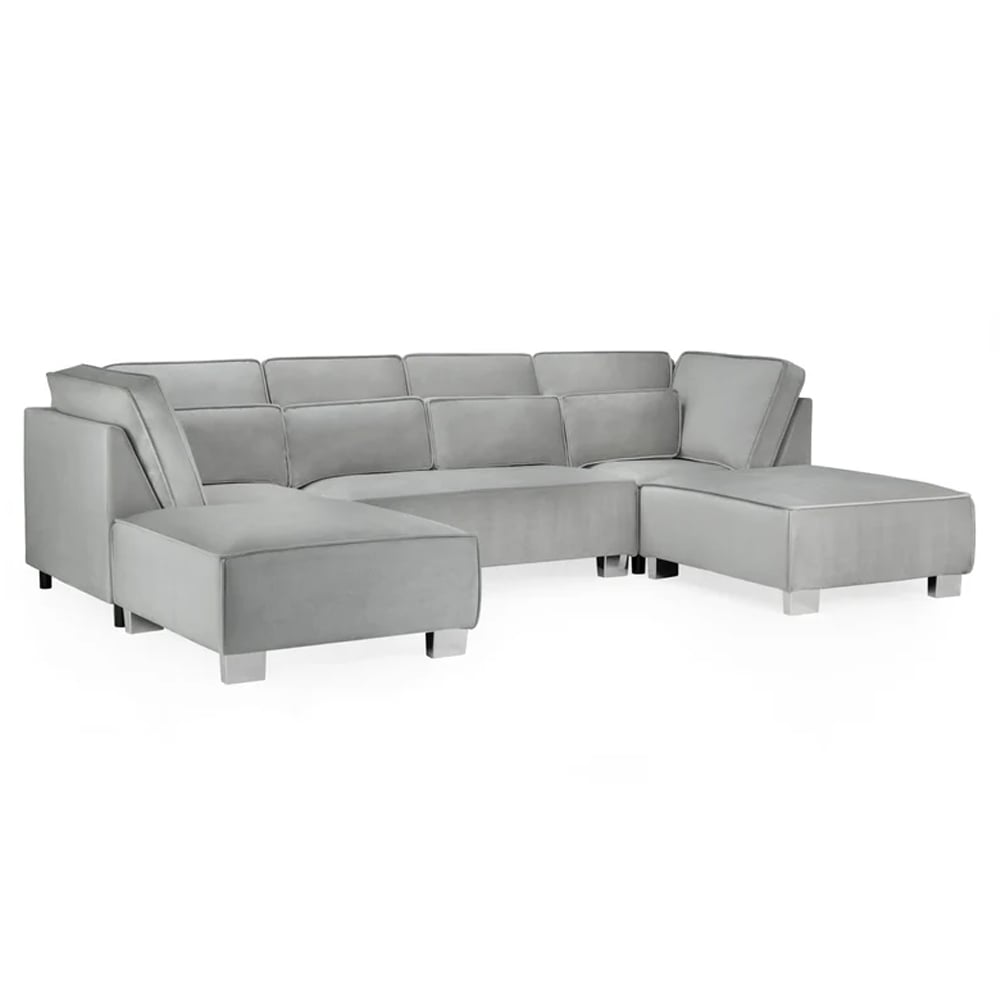 Read more about Solana plush velvet u shaped corner sofa in grey