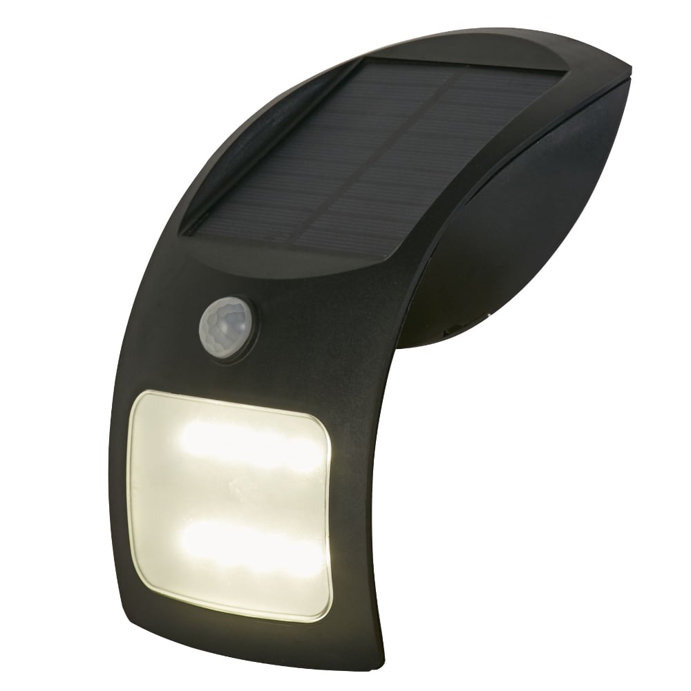 Product photograph of Solar Led Polycarbonate Outdoor Pir Wall Light Curved In Black from Furniture in Fashion