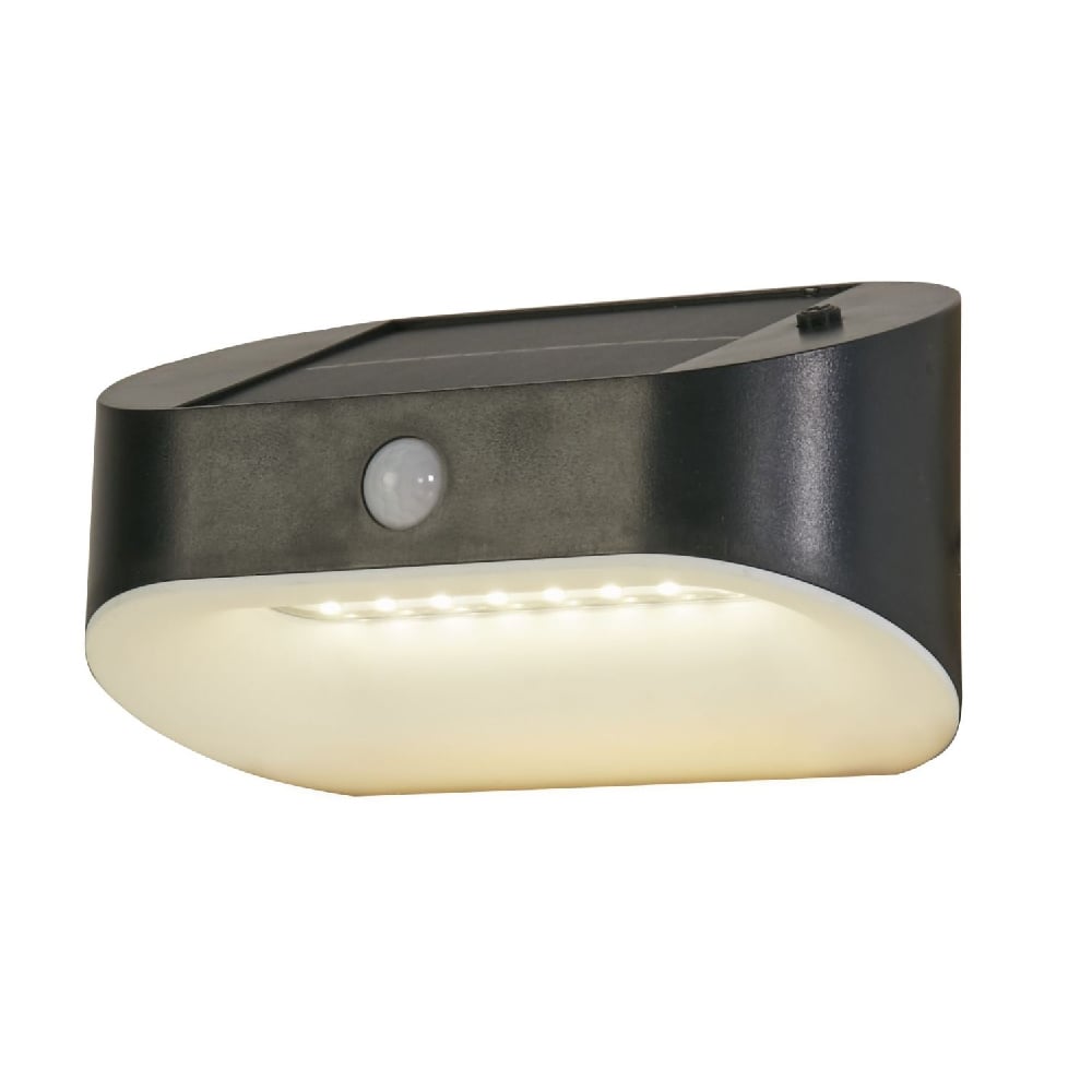 Product photograph of Solar Led Polycarbonate Outdoor Pir Wall Light In Black Frame from Furniture in Fashion