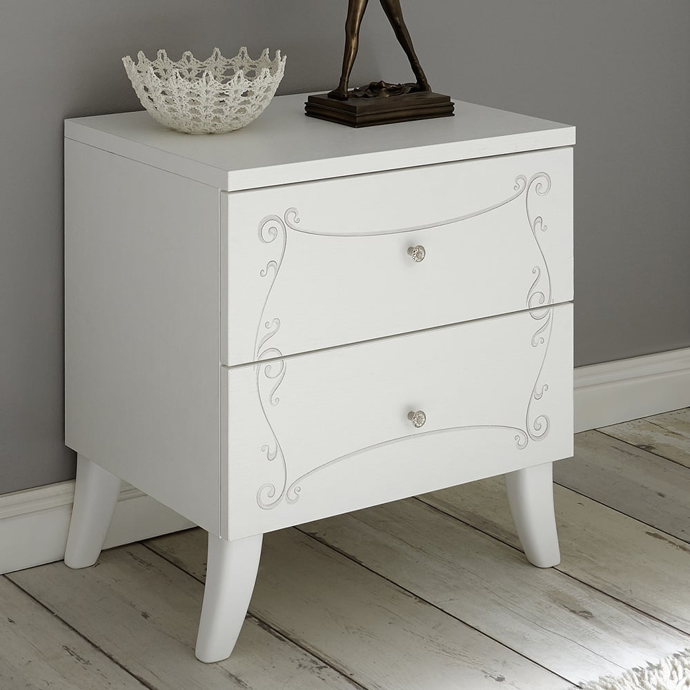 Read more about Solar wooden bedside cabinet in serigraphed white