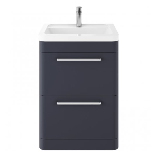 Product photograph of Solaria 60cm Vanity Unit With Ceramic Basin In Indigo Blue from Furniture in Fashion