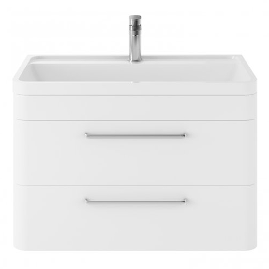 View Solaria 80cm wall vanity with polymarble basin in pure white