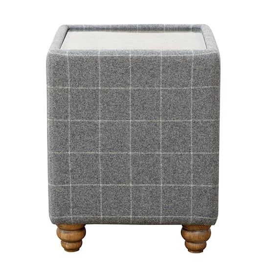 Product photograph of Solna Glass Top Leather And Wool Side Table In Grey from Furniture in Fashion