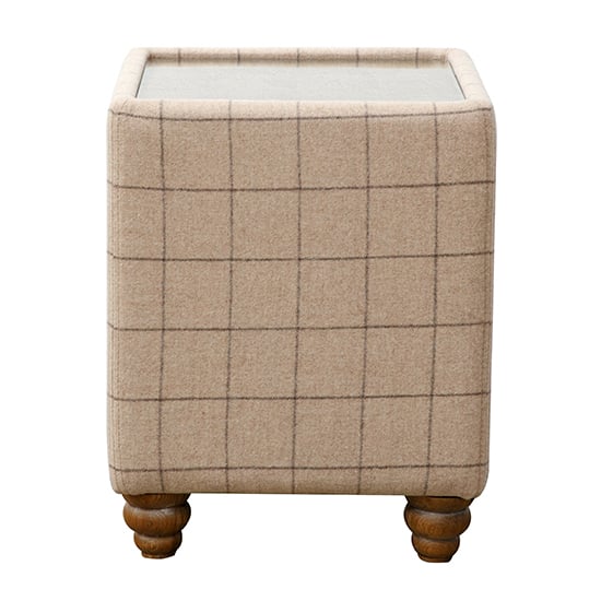 Product photograph of Solna Glass Top Leather And Wool Side Table In Natural from Furniture in Fashion