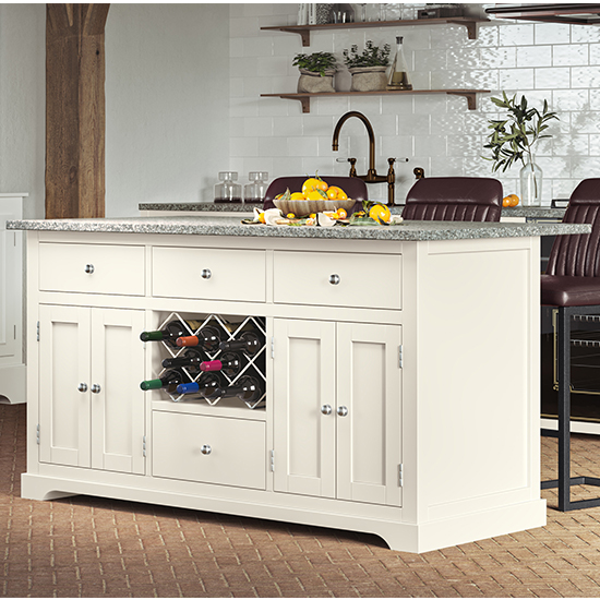 Sonoita Cream Wooden Kitchen Island With Grey Granite Top | FiF