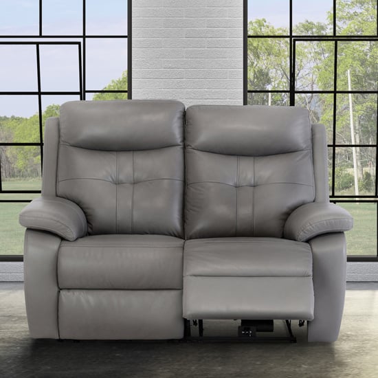 Sophia Faux Leather Electric Recliner 2 Seater Sofa In Grey | FiF