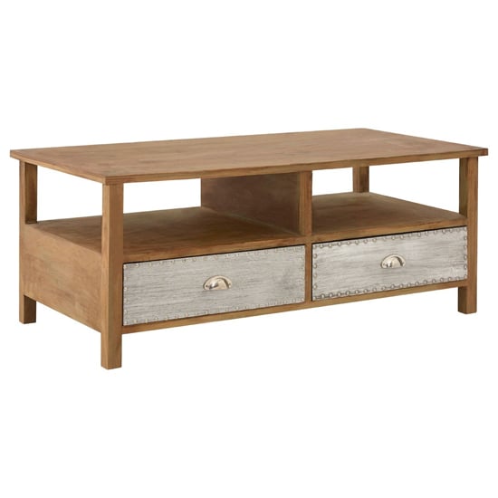 Photo of Sophia wooden coffee table with 2 drawers in natural
