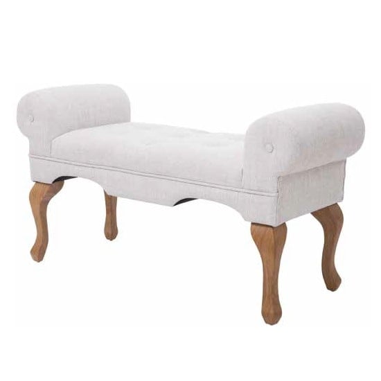 Read more about Sorio boudoir bench in beige fabric with wooden legs