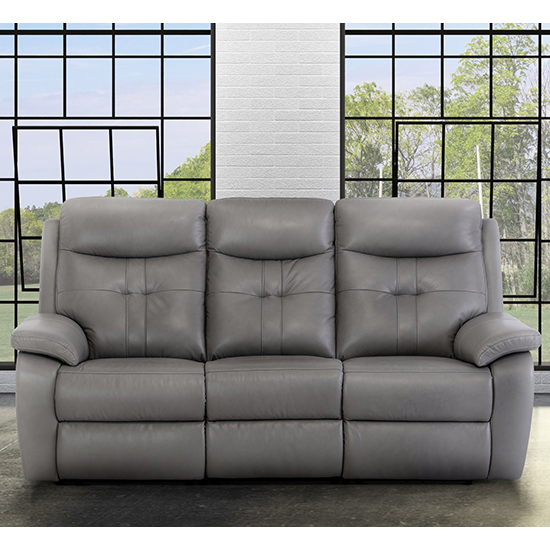 Product photograph of Sotra Faux Leather Electric Recliner 3 Seater Sofa In Grey from Furniture in Fashion
