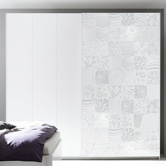 Product photograph of Soxa Serigraphed Wooden Sliding Door Wardrobe In White from Furniture in Fashion