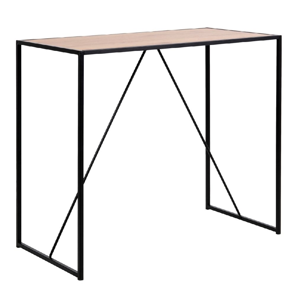 Product photograph of Sparks Wooden Bar Table With Metal Frame In Oak And Black from Furniture in Fashion