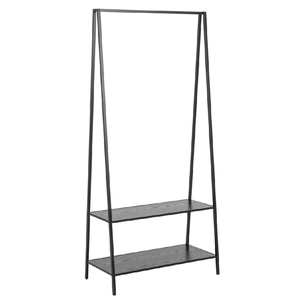 Read more about Sparks wooden clothes stand with 2 shelves in ash black