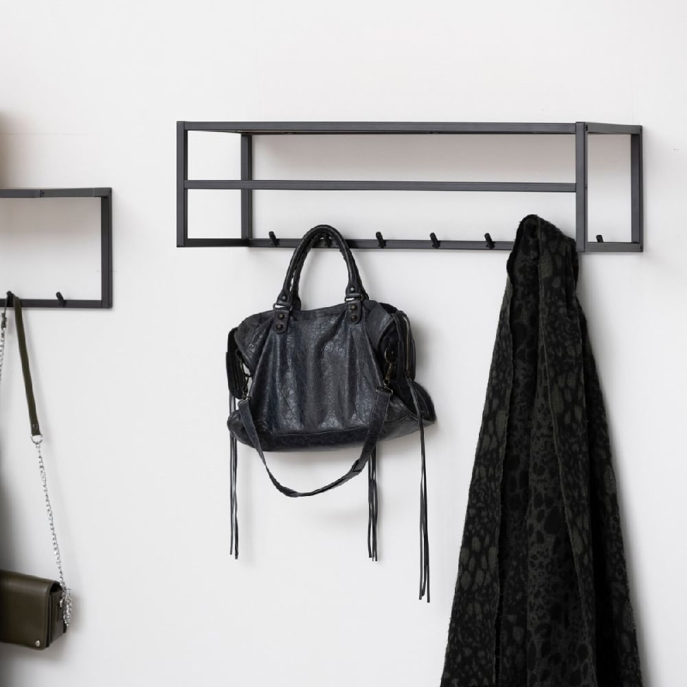 Product photograph of Sparks Wooden Coat Rack With Black Metal Frame In Oak from Furniture in Fashion