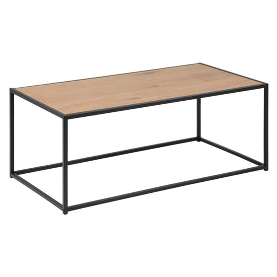 Product photograph of Sparks Wooden Coffee Table In Matt Oak With Black Metal Frame from Furniture in Fashion
