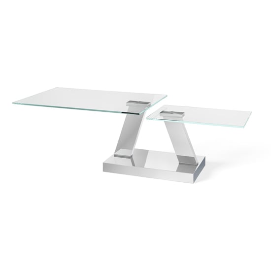Read more about Magic wings swivel clear glass coffee table with steel base