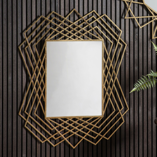 Product photograph of Spectra Rectangular Wall Mirror In Gold Frame from Furniture in Fashion