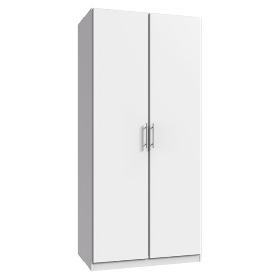 Spectral Wooden Tall Wardrobe In White With 2 Doors | FiF