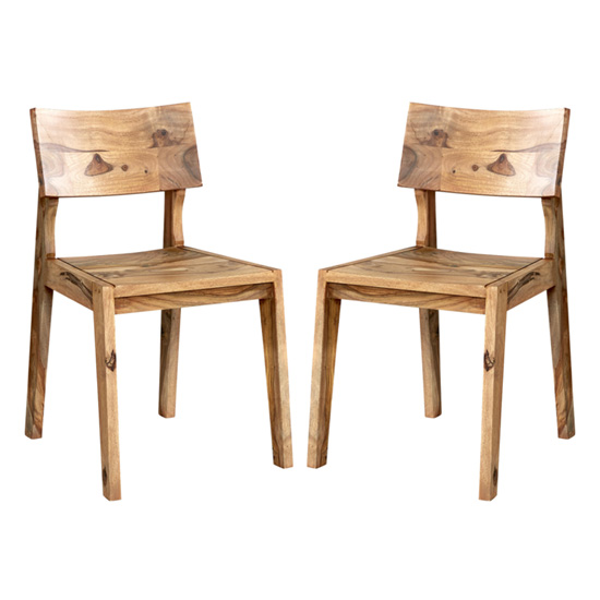 Spica Natural Sheesham Wooden Dining Chairs In Pair Furniture In Fashion