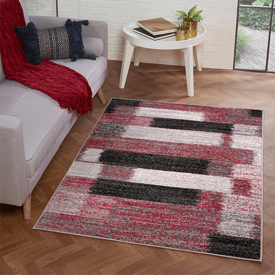 Read more about Spirit 120x170cm mosaic design rug in red and grey