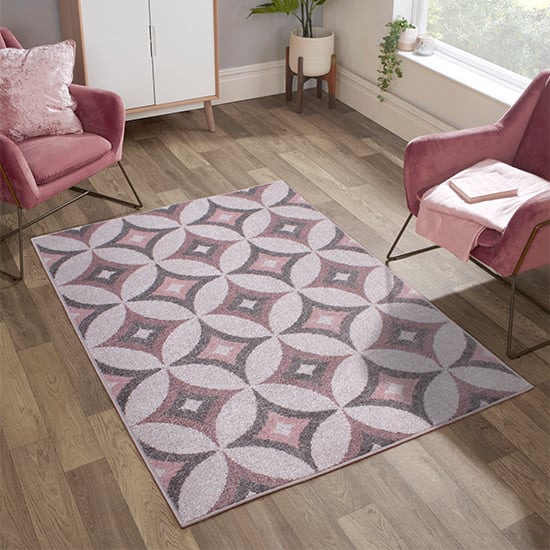 Product photograph of Spirit 120x170cm Star Design Rug In Blush from Furniture in Fashion