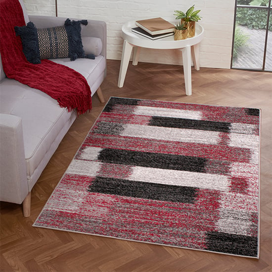 Read more about Spirit 160x230cm mosaic design rug in red and grey