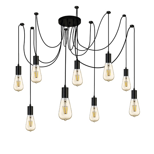 Read more about Squiggle 9 lights pendant ceiling light in black